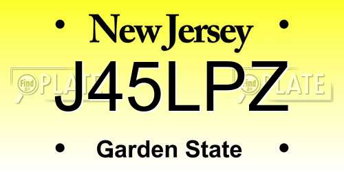J45LPZ New Jersey License Plate