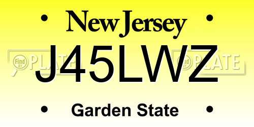 J45LWZ New Jersey License Plate