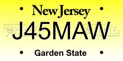 J45MAW New Jersey License Plate
