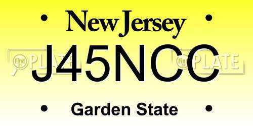 J45NCC New Jersey License Plate