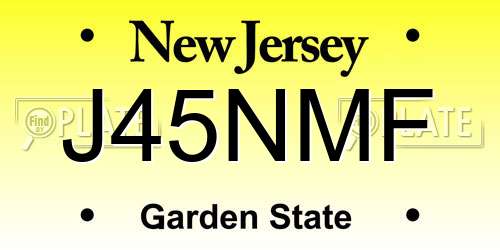 J45NMF New Jersey License Plate