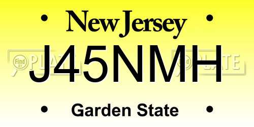 J45NMH New Jersey License Plate
