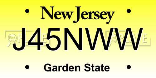 J45NWW New Jersey License Plate