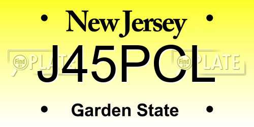 J45PCL New Jersey License Plate