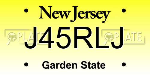 J45RLJ New Jersey License Plate