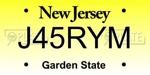J45RYM New Jersey License Plate