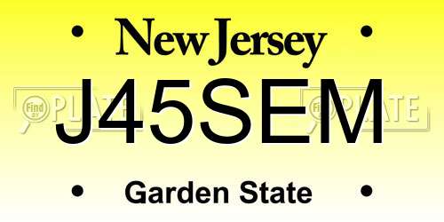 J45SEM New Jersey License Plate