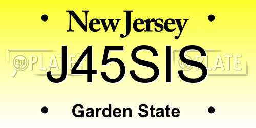 J45SIS New Jersey License Plate