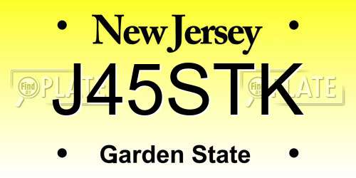 J45STK New Jersey License Plate