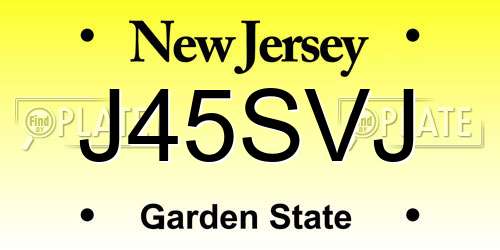 J45SVJ New Jersey License Plate