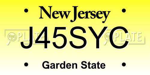 J45SYC New Jersey License Plate