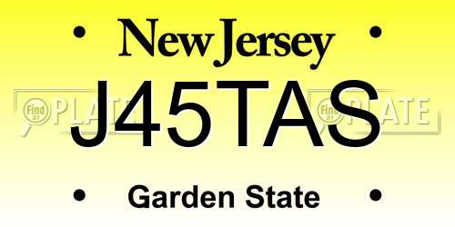 J45TAS New Jersey License Plate