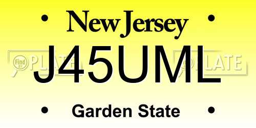 J45UML New Jersey License Plate