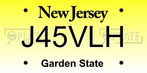 J45VLH New Jersey License Plate