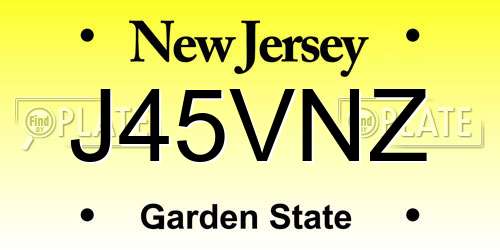 J45VNZ New Jersey License Plate