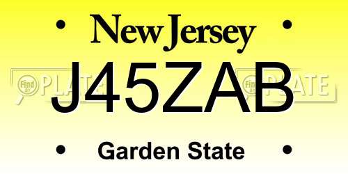 J45ZAB New Jersey License Plate