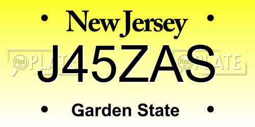 J45ZAS New Jersey License Plate