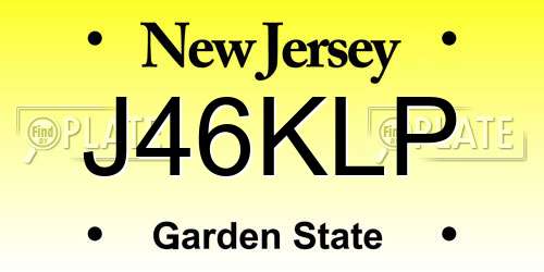 J46KLP New Jersey License Plate
