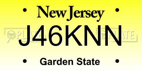 J46KNN New Jersey License Plate