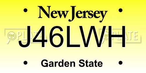 J46LWH New Jersey License Plate