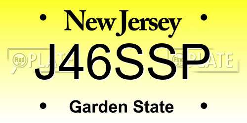 J46SSP New Jersey License Plate