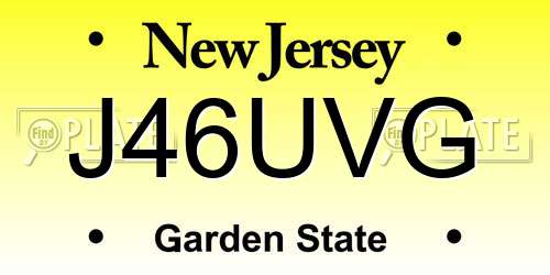 J46UVG New Jersey License Plate