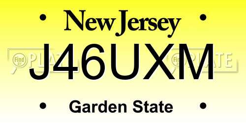 J46UXM New Jersey License Plate