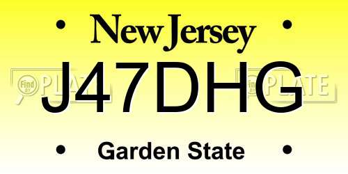 J47DHG New Jersey License Plate