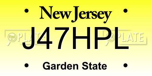 J47HPL New Jersey License Plate