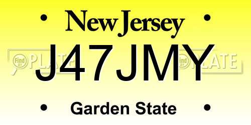 J47JMY New Jersey License Plate
