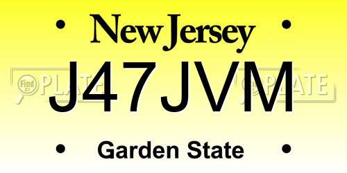 J47JVM New Jersey License Plate