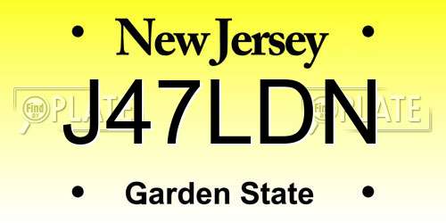 J47LDN New Jersey License Plate