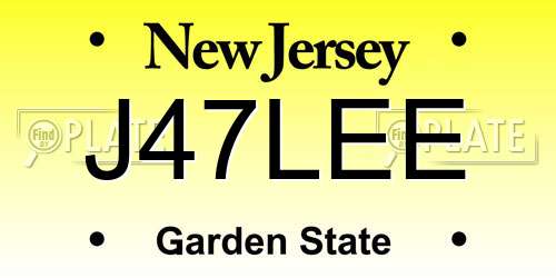 J47LEE New Jersey License Plate