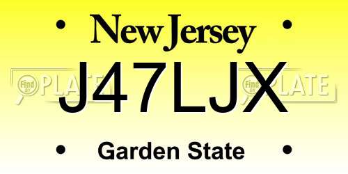 J47LJX New Jersey License Plate