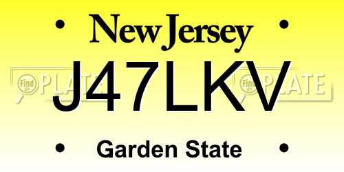 J47LKV New Jersey License Plate