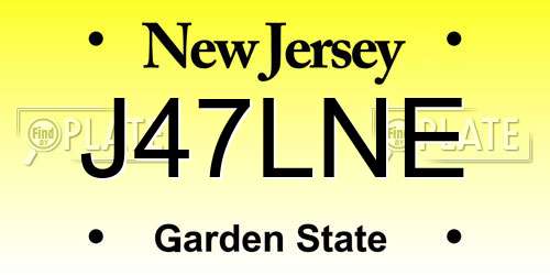 J47LNE New Jersey License Plate