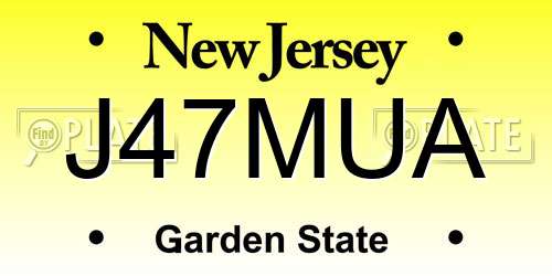 J47MUA New Jersey License Plate