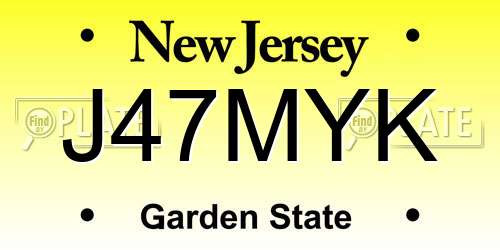 J47MYK New Jersey License Plate