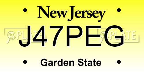 J47PEG New Jersey License Plate