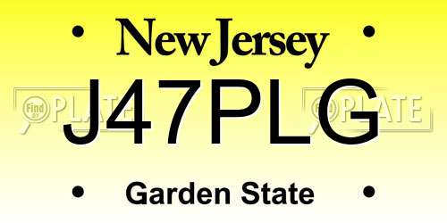 J47PLG New Jersey License Plate