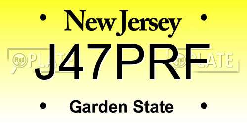 J47PRF New Jersey License Plate