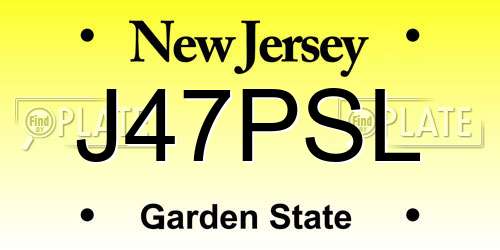 J47PSL New Jersey License Plate