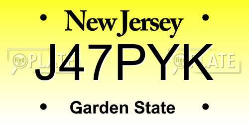 J47PYK New Jersey License Plate