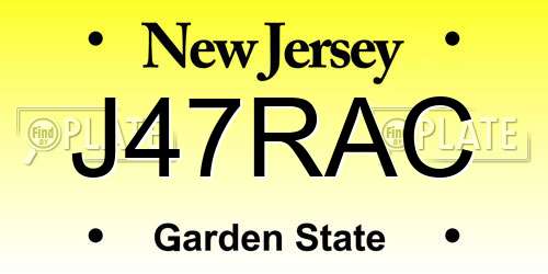 J47RAC New Jersey License Plate