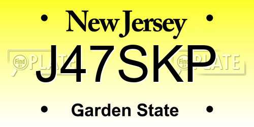 J47SKP New Jersey License Plate