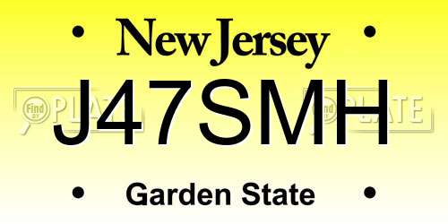J47SMH New Jersey License Plate