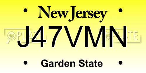 J47VMN New Jersey License Plate