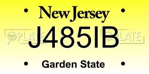 J485IB New Jersey License Plate