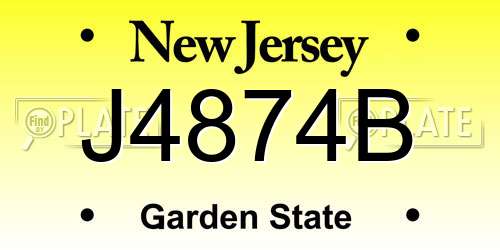 J4874B New Jersey License Plate