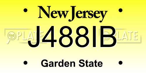 J488IB New Jersey License Plate